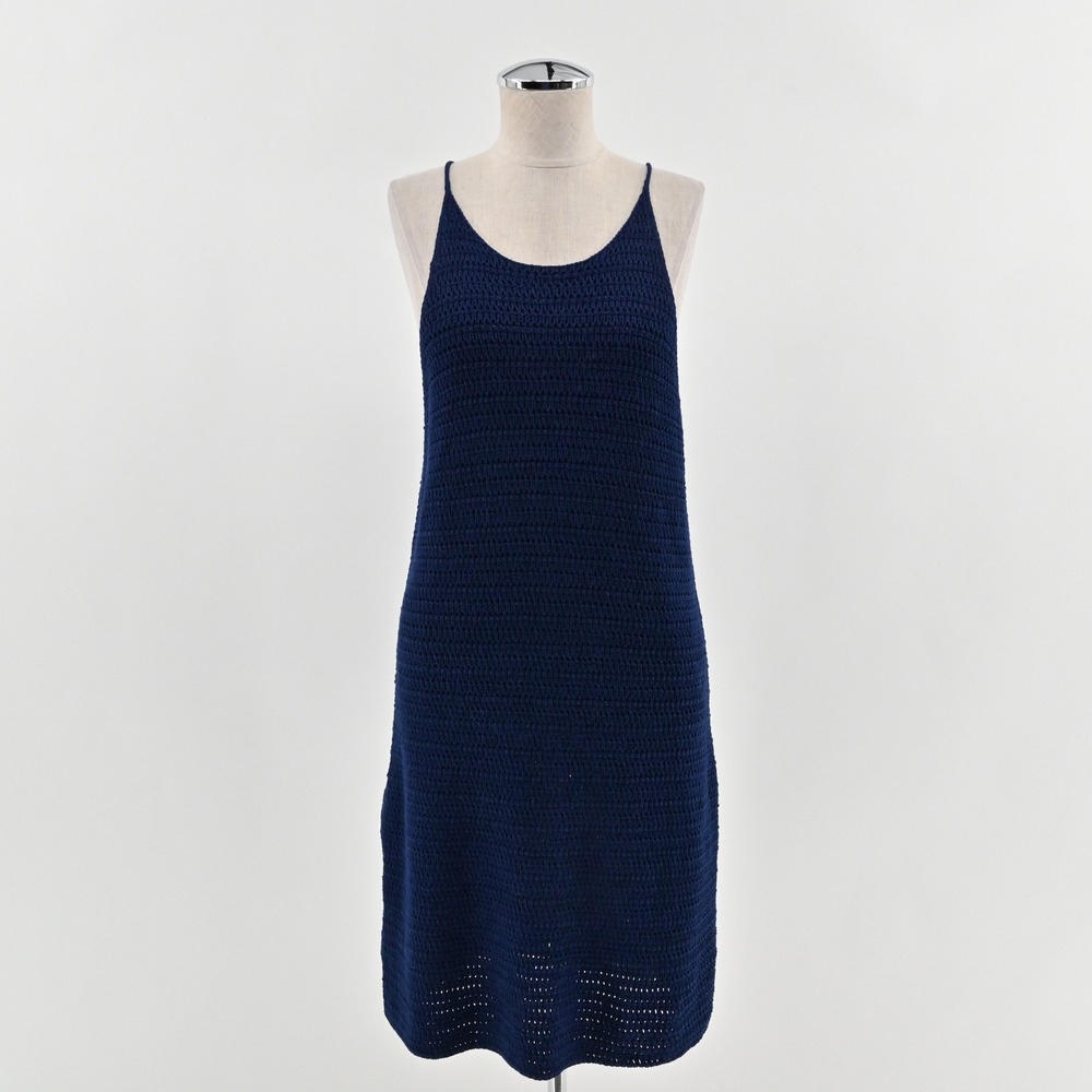 Banana Republic Crochet Knit Dress Size M Navy Blue Sleeveless Boho Vacation NWT